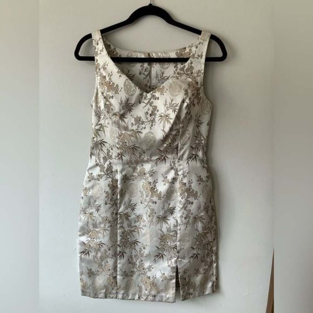 Vintage Golden Floral Mini Dress